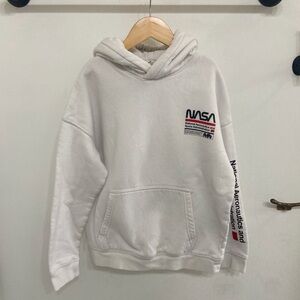 H&M Kids Boys White NASA Logo Hoodie Sweatshirt